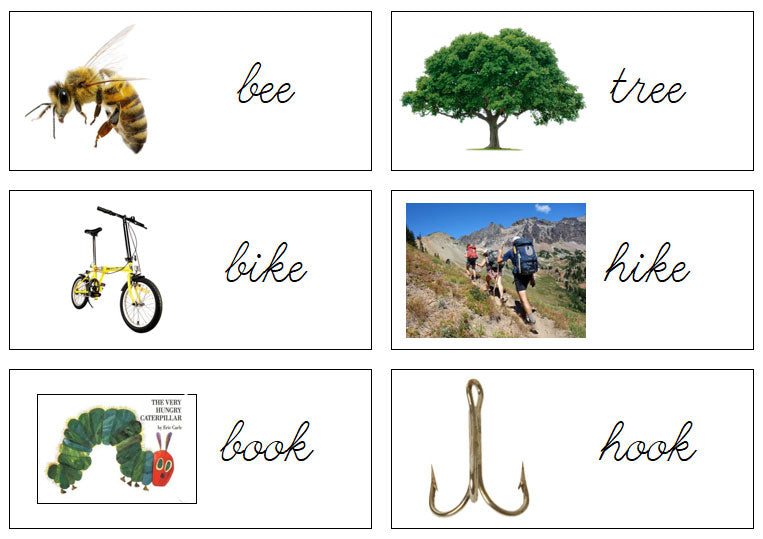 Rhyming Words & Pictures Level 3 Set 1 (cursive) - Montessori Print Shop