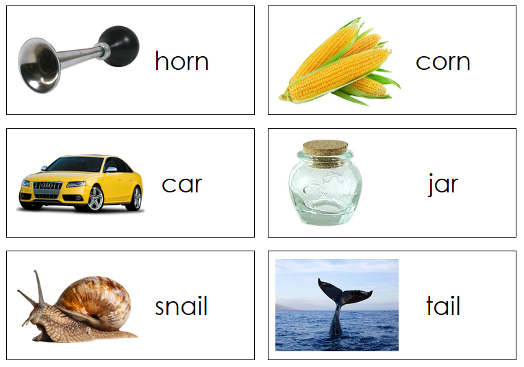 Rhyming Words & Pictures Level 3 - Montessori language cards