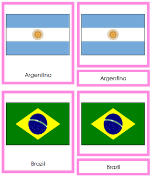 Flags of South America 3-Part Cards - Montessori Print Shop continent study