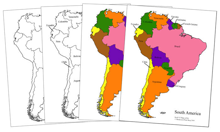 South America Control Maps & Masters - Montessori Print Shop geography