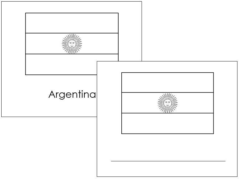 South American Flags: Outlines - Montessori geography materials