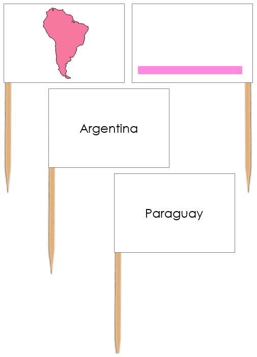 South America Map Labels: Pin Flags - Montessori geography materials