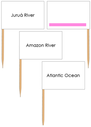 Waterways of South America: Pin Flags (color-coded) - Montessori Print Shop