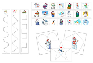 snowmen Cutting Work - Preschool Activity by Montessori Print Shop