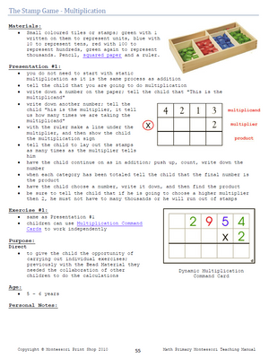Montessori stamp game lesson - Montessori Print Shop Primary Teaching Manual