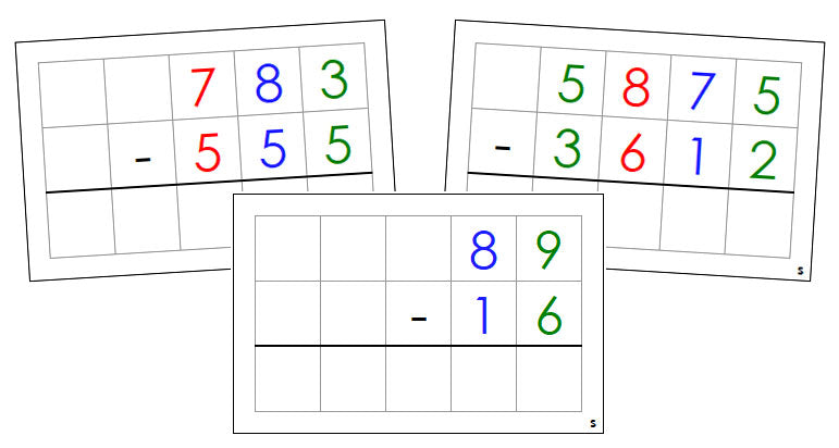 Montessori Subtraction Command Cards (color) - Montessori Print Shop