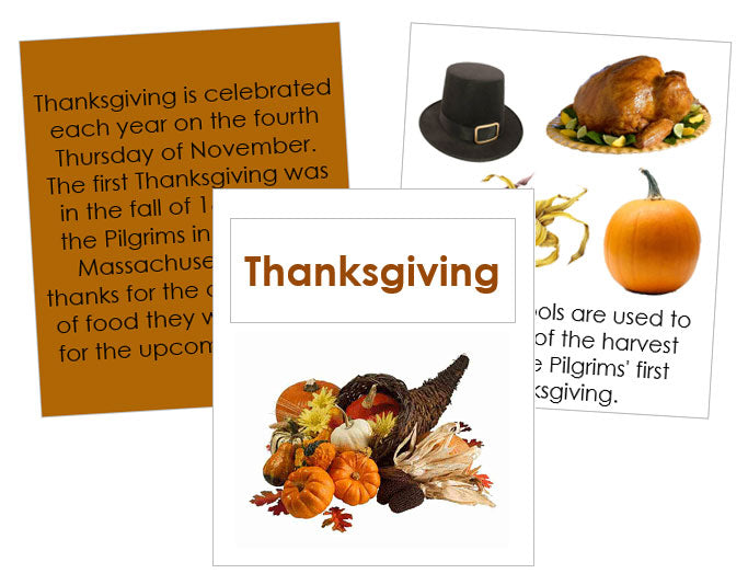 Thanksgiving Cards & Booklet (USA) - Montessori Print Shop