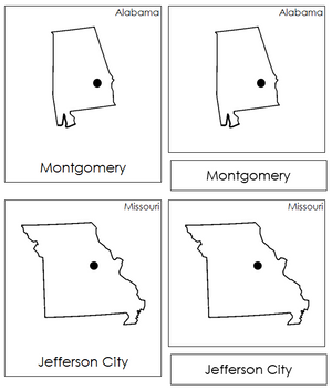 United States Capital Cities - Montessori geography cards