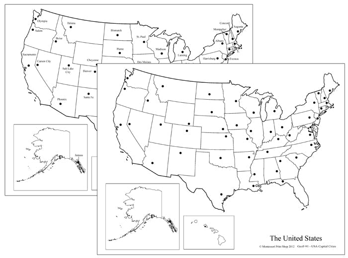 United States Capital Cities Map - Montessori Geography - Montessori ... United States Capital Cities Map - Montessori Geography - Montessori ...