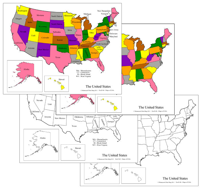 Carte des Etats-Unis vierge - Matériel Montessori