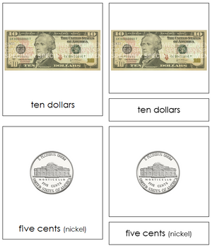 United States Currency 3-Part Cards - Montessori Print Shop