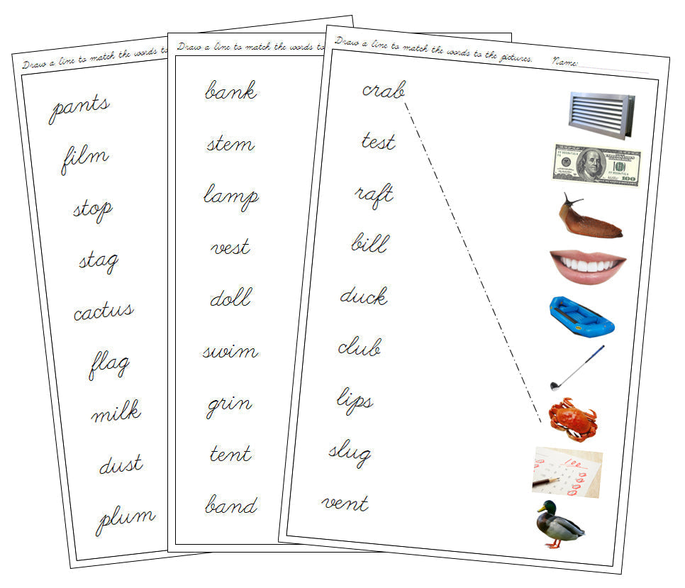 Step 2: Word & Picture Match (photos) - CURSIVE - Montessori Print Shop