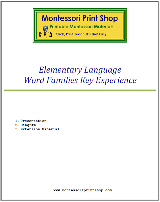 Elementary Montessori Word Families Key Experience - Montessori Print Shop