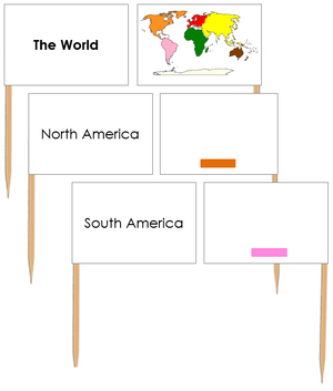 World Map Labels: Pin Flags - Montessori Print Shop