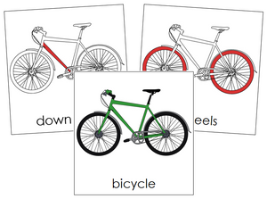 Bicycle Nomenclature Cards (red) - Montessori Print Shop