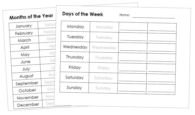 Calendar Worksheets & Manipulatives - Montessori Print Shop