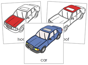 Car Nomenclature Cards (red) - Montessori Print Shop