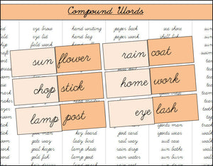 Compound Words Matching Cards - Montessori Print Shop Grammar Lessons
