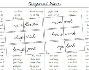 Compound Words (cursive) - Montessori Print Shop Grammar Lesson