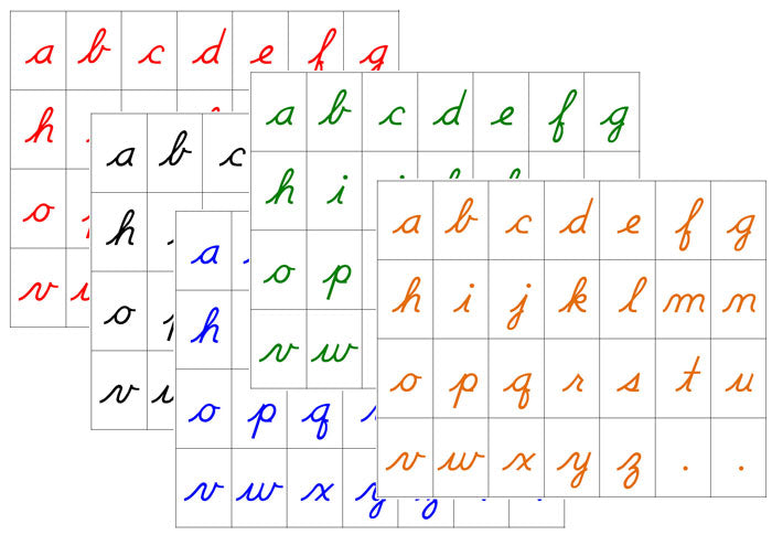 Montessori Moveable Alphabet Letters (cursive) - Set 1 - Montessori Print Shop