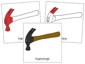 Hammer Nomenclature Cards (red) - Montessori Print Shop