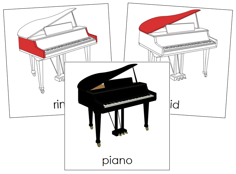 Piano Nomenclature Cards (red) - Montessori Print Shop